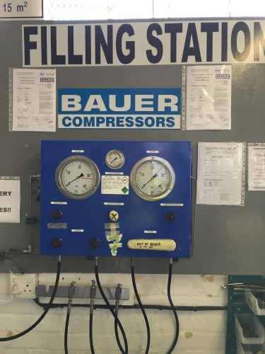 Bauer compressor filling station in the ESS workshop